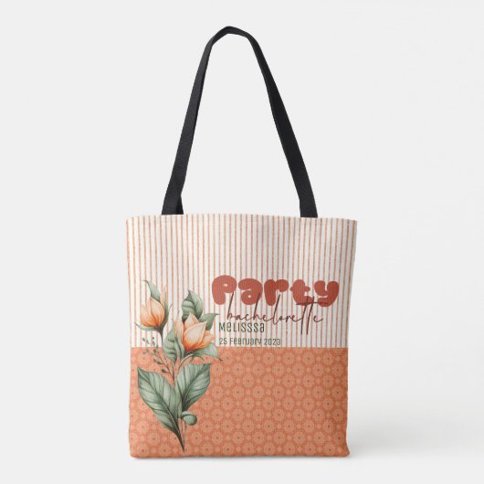 Peach Squad Savannah Bridesmaid Retro Bachelorette Tote Bag (Achterkant)