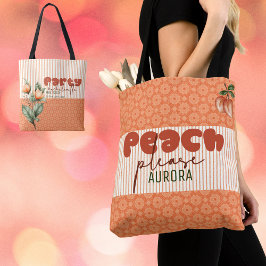Peach Squad Savannah Bridesmaid Retro Bachelorette Tote Bag