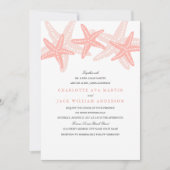 Peach Starfish Beach bruiloft uitnodiging (Voorkant)
