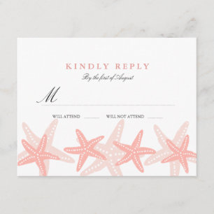 Peach Starfish Beach Wedding RSVP