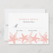 Peach Starfish Beach Wedding RSVP (Voorkant)