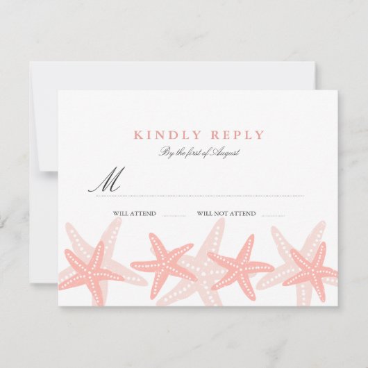 Peach Starfish Beach Wedding RSVP (Voorkant)