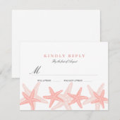 Peach Starfish Beach Wedding RSVP (Voorkant / Achterkant)