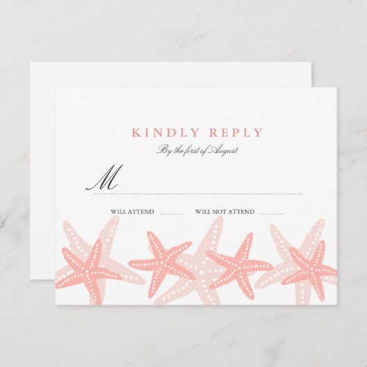 Peach Starfish Beach Wedding RSVP (Voorkant / Achterkant)