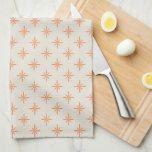 Peach Stars op het Atomic Cream Midcentury-patroon Theedoek<br><div class="desc">Ga terug naar een tijd van eenvoudige keuken uit het atoomtijdperk met deze leuke perziksterren op crème, moderne keukenhanddoek uit het midden van de eeuw.</div>