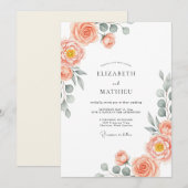 Peach Stately Spring Wedding Kaart (Voorkant / Achterkant)