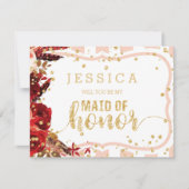 Peach Stripe Floral, je wordt mijn bruidsmeisje Kaart (Voorkant)