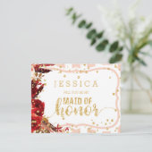 Peach Stripe Floral, je wordt mijn bruidsmeisje Kaart (Staand voorkant)