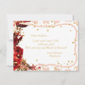 Peach Stripe Floral, je wordt mijn bruidsmeisje Kaart (Achterkant)