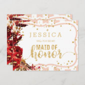 Peach Stripe Floral, je wordt mijn bruidsmeisje Kaart (Voorkant / Achterkant)