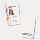 Peach Stripe Homeschool Student ID Badge (Voor- en achterkant)