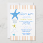Peach Stripes Blue Beach Baby Boy Baby shower Kaart (Voorkant)