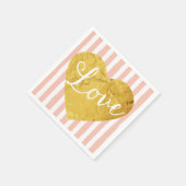 Peach Stripes Fake Gold Love Heart Schattige Girly Servetten (Hoek)