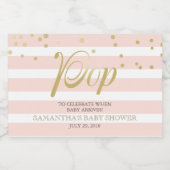 Peach Stripes Ze is klaar om te Poppen Sparkling Wijnetiket (Enkel label)