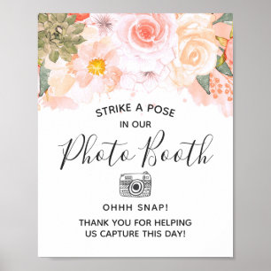 Peach Succulents Floral Photo Booth Weddenschap Poster