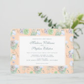 Peach Succulents Floral Waterverf - Wedding Kaart (Staand voorkant)