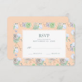 Peach Succulents Floral Waterverf - Wedding RSVP (Voorkant / Achterkant)