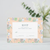Peach Succulents Floral Waterverf - Wedding RSVP (Staand voorkant)