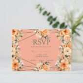 Peach Summer Rozen Menu Keuzes RSVP Response Kaart (Staand voorkant)