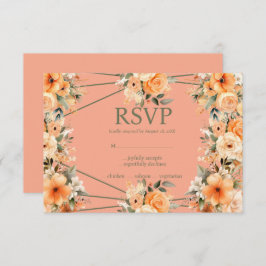 Peach Summer Rozen Menu Keuzes RSVP Response Kaart