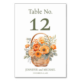 Peach Summer Trouwtafel Nummer Kaart