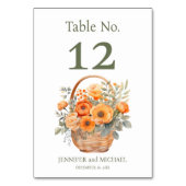 Peach Summer Trouwtafel Nummer Kaart (Achterkant)