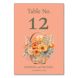 Peach Summer Trouwtafel Nummer Kaart