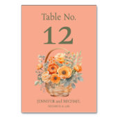 Peach Summer Trouwtafel Nummer Kaart (Voorkant)