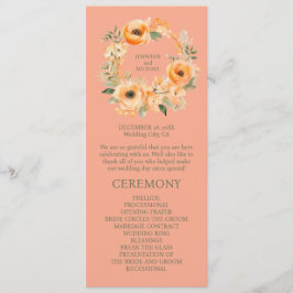 Peach Summer Wedding Ceremony Programma Programmakaart