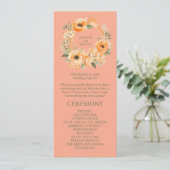 Peach Summer Wedding Ceremony Programma Programmakaart (Staand voorkant)