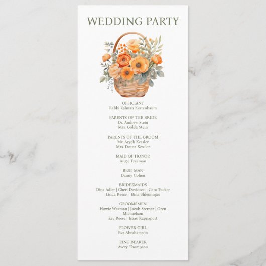 Peach Summer Wedding Ceremony Programma Programmakaart (Achterkant)