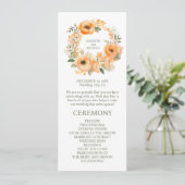 Peach Summer Wedding Ceremony Programma Programmakaart (Staand voorkant)