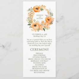 Peach Summer Wedding Ceremony Programma Programmakaart