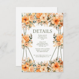 Peach Summer Wedding Details Enclosure Kaart