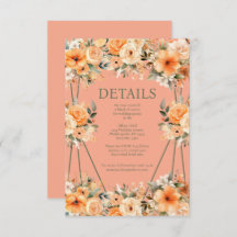 Peach Summer Wedding Details Enclosure Kaart