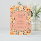 Peach Summer Wedding Details Enclosure Kaart (Staand voorkant)