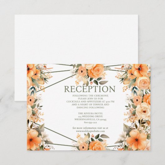 Peach Summer Wedding Receptie Enclosure Kaart (Voorkant / Achterkant)