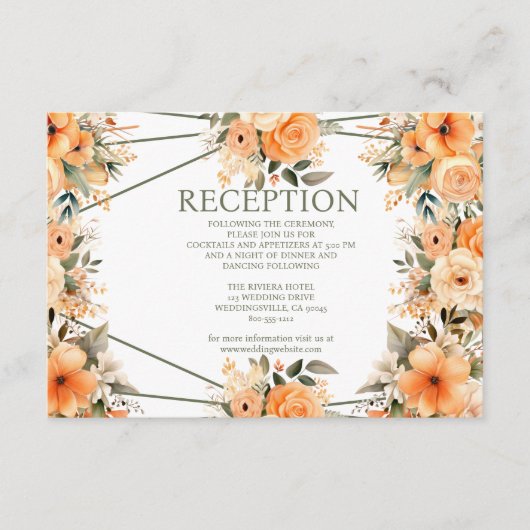 Peach Summer Wedding Receptie Enclosure Kaart (Voorkant)