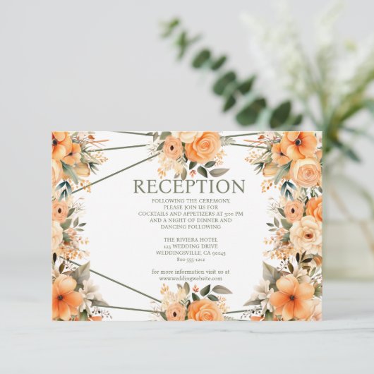 Peach Summer Wedding Receptie Enclosure Kaart (Staand voorkant)