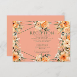 Peach Summer Wedding Receptie Enclosure Kaart