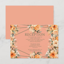 Peach Summer Wedding Receptie Enclosure Kaart