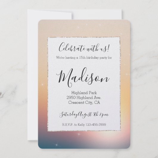 Peach Sunrise Sparkle Verjaardag Kaart (Voorkant)