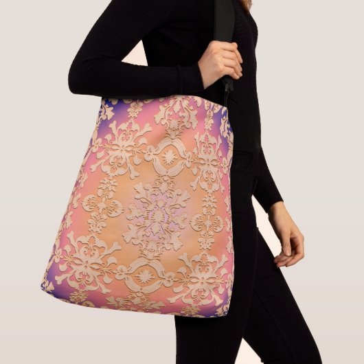 Peach Sunset Royal Damask Crossbody Tas (Dichtbij)