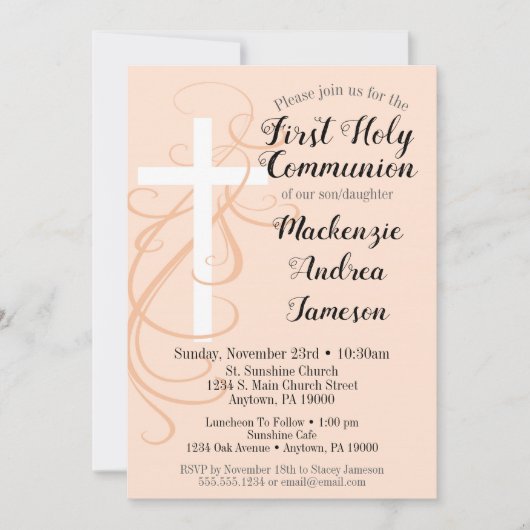 Peach Swirl Cross First Kaart (Voorkant)