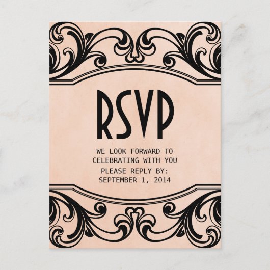Peach  Swirls RSVP Briefkaart (Voorkant)