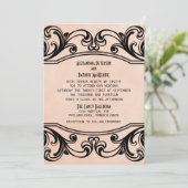 Peach  Swirls Wedding Invite Kaart (Staand voorkant)