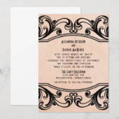 Peach  Swirls Wedding Invite Kaart (Voorkant / Achterkant)