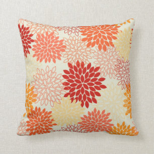 Peach Tangerine Mums Kussen
