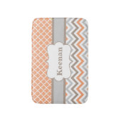 Peach Taupe Quatrefoil Chevron Bathmat Badmat (Voorkant Verticaal)
