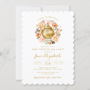 Peach Tea Party Een Baby is het brouwen van Baby s Kaart